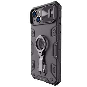 Nillkin CamShield Armor Pro dėklas iPhone 14 Plus dėklas šarvuotas dėklas su kameros apsauga ir žiediniu stovu juodas