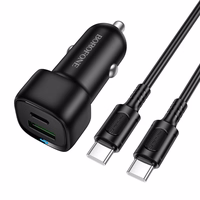 Automobilinis įkroviklis Borofone BZ34B 38W USB-C/USB-A + USB-C to USB-C cable 1.0m juodas