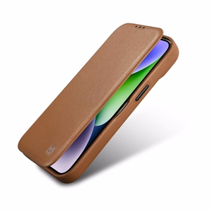 iCarer CE Premium odinis folio dėklas iPhone 14 Pro su MagSafe magnetiniu flipu - raudonas