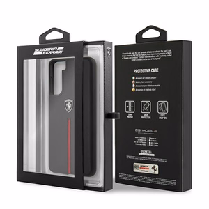 Dėklas telefonui Ferrari FEOSIHCS21SBK S21 G991 juodas/juodas kietasis dėklas Off Track odinė nailoninė juostelė