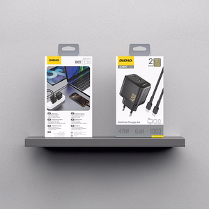 Dudao A28PCEU PD 45W GaN 2xUSB-C Wall Įkroviklis with USB-C Laidas - Juodas