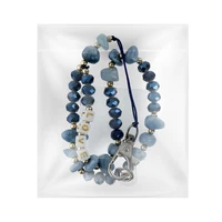 LOVE telefono dirželis, pakabukas / virvelės ilgis 44 cm (22 cm kilpoje) / ant rankos – šviesiai mėlynas