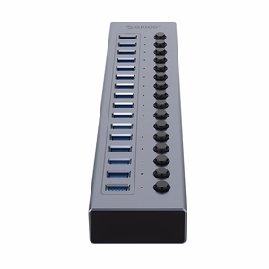 Orico BT2U3-16AB Šakotuvas 16x USB-A 3.0 su jungikliais - pilkas