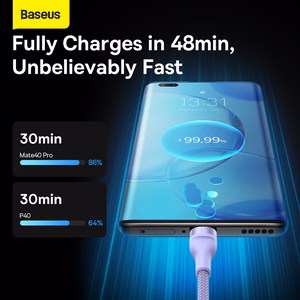 Baseus kabelis Flash Series II 3 in 1 - USB į Type C, Lightning, Micro USB - 66W 6A 1,2 metro (CASS040005) violetinis