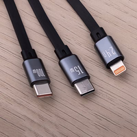 "Forever 3in1" kabelis USB - "Lightning" + 2x USB-C 1,2 m 100 W juodas