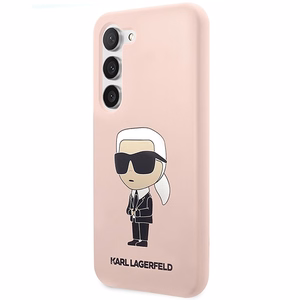Karl Lagerfeld KLHCS23MSNIKBCP S23+ S916 kietas dėklas rožinis/rožinis Silikoninis Ikonik
