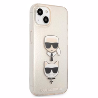 Karl Lagerfeld Glitter Karl's & Choupette Head Dėklas iPhone 13 mini - auksinis