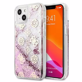 Guess GUHCP13SLGPEPI iPhone 13 mini 5.4" rožinis/rožinis kietas dėklas Peony Liquid Glitter