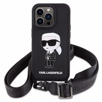 Karl Lagerfeld KLHCP15XSCBSKNK iPhone 15 Pro Max 6.7" kietas dėklas juodas/juodas Crossbody Silikoninis Ikonik