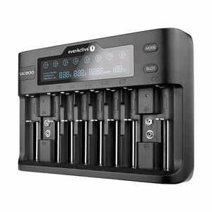 everActive UC-800 – cilindrinių Li-ion ir Ni-MH akumuliatorių įkroviklis