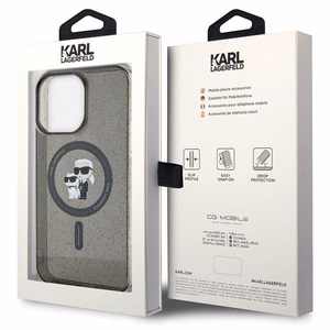 Karl Lagerfeld Karl&Choupette Blizgantis Magnetinis dėklas telefonui iPhone 15 Pro Max - juoda