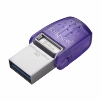 Kingston Technology DataTraveler microDuo 3C USB atmintukas 64 GB USB Type-A / USB Type-C 3.2 Gen 1 (3.1 Gen 1) Violetinė, Nerūdijančiojo plieno