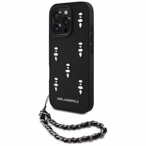 Karl Lagerfeld Saffiano Crystals su grandine dėklas telefonui iPhone 16 Pro - juodas