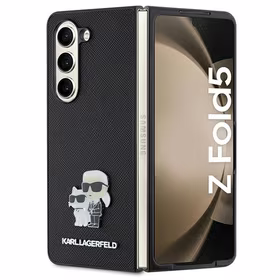 Karl Lagerfeld Saffiano Karl&Choupette Pin dėklas telefonui Samsung Galaxy Z Fold 5 - juodas