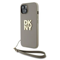 DKNY Dėklas telefonui su dirželiu ir logotipu iPhone 15 / 14 / 13 - smėlio spalvos