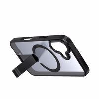 Hibridinis šarvuotas X dėklas iPhone 17 su MagSafe suderinamu stovu - juodas