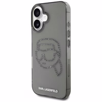 Karl Lagerfeld IML Rhinestones Karl Head dėklas telefonui iPhone 16 juodas