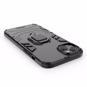 Ring Armor dėklas telefonui iPhone 14 Plus šarvuotas dangtelis su magnetiniu laikikliu ir žiedu juodas