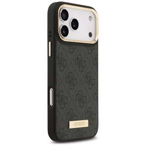 Guess 4G Logo Plate Magnetinis dėklas iPhone 17 Pro Max - juodas