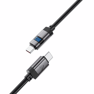 "Acefast" C15-03 USB-C - USB-C kabelis su ekranu 480Mb/s 60W 1,2 m - juodas