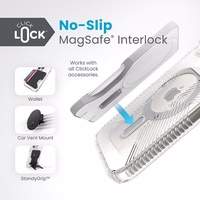 Speck Presidio Perfect-Clear Grip ClickLock & MagSafe - iPhone 17e / 16e / 15 / 14 / 13 dėklas (Clear / Chrome Finish / Serene sidabrinis)