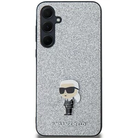Karl Lagerfeld Fiksuotas Blizgus Ikonik Logotipas Metal Pin dėklas Samsung Galaxy A35 - sidabrinis