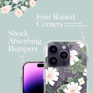 Rifle Paper Clear dėklas, skirtas iPhone 14 Pro, „Willow“ rašto