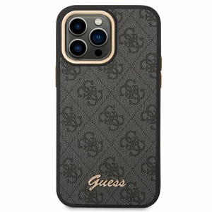 Guess 4G Vintage Gold Logo dėklas iPhone 14 Pro juodas