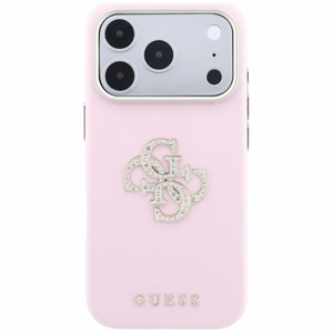 Guess Smooth & Big Strass Logo dėklas iPhone 18 Pro / 17 Pro – rožinis