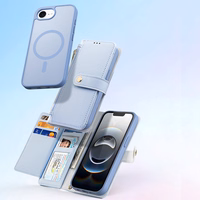 Dux Ducis Lawa iPhone 16e odinis dėklas su nuimama magnetine pinigine - mėlynas