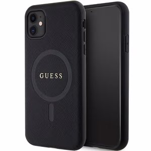 Guess GUHMN61PSAHMCK dėklas iPhone 11 / Xr - juodas Saffiano MagSafe