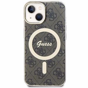 Guess IML 4G magnetinis dėklas telefonui iPhone 15 Plus - rudas