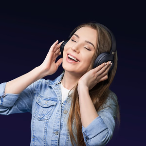 QCY H3 Over-Ear Headphones with ANC Bluetooth 5.4 Hi-Res Audio - Blue