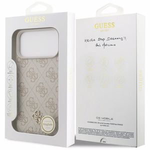 Guess 4G Small Classic Logo MagSafe dėklas, skirtas iPhone 17 Pro Max / 18 Pro Max, rožinis