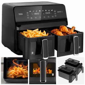 TEESA AIR FRYER DUAL POT XXL karšto oro gruzdintuvė, 8 l, 2700 W