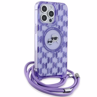 Karl Lagerfeld IML Crossbody Monogram Karl & Choupette Head Magnetinis dėklas iPhone 15 Pro - violetinis