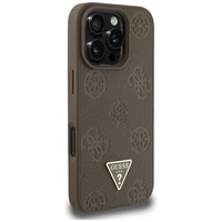 Guess Grained Hot Stamp Peony trikampio logotipo magnetinis dėklas telefonui iPhone 16 Pro Max - rudas