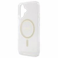 Guess GUHMP16MHFGERET iPhone 16 Plus 6.7" skaidrus kietas dėklas IML Glitter Circle Magnetinis