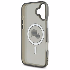 Karl Lagerfeld IML Metal Karl&Choupette Head magnetinis dėklas telefonui iPhone 16 - juodas