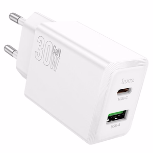 Įkroviklis Hoco N71 30W GaN USB-C/USB-A baltas
