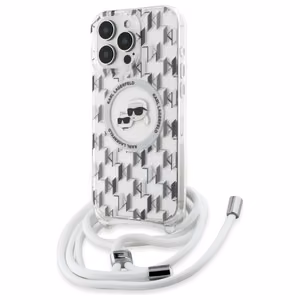 Karl Lagerfeld IML Crossbody монограмма головы Karl и Choupette Чехол MagSafe для iPhone 16 Pro - прозрачный