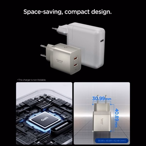 Spigen Essential EE472EU-GAN 2 jungčių 47 W sieninis įkroviklis – titano spalvos