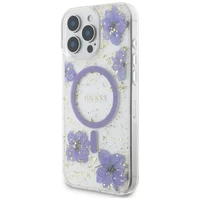 Guess dervos gėlės Magnetinis dėklas telefonui iPhone 16 Pro Max - violetinė