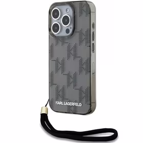 Karl Lagerfeld IML Mono KL Pattern & Cord dėklas telefonui iPhone 15 Pro Max - juodas