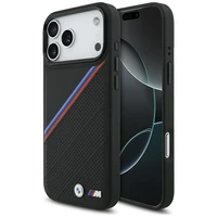 BMW M Tricolor Metal Logo MagSafe dėklas telefonui iPhone 17 Pro Max - juodas