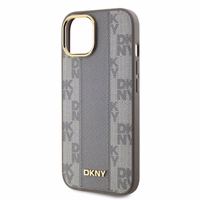 DKNY Odinis languotas mono raštas magnetinis iPhone 15 dėklas - smėlinis