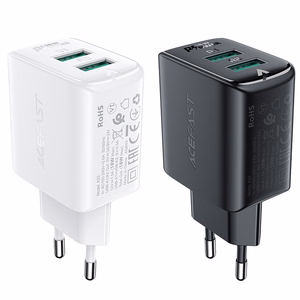 "Acefast" įkroviklis 2x USB 18W QC 3.0, AFC, FCP baltas (A33 baltas)
