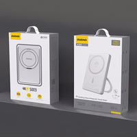 Dudao K28 10000mAh PD 22.5W Magnetinė išorinė baterija su metaliniu dėklu ir žiedo stovu - sidabrinė