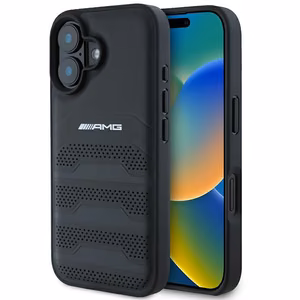 AMG odinis įspaustų linijų juodas logotipas iPhone 16 dėklas - juodas