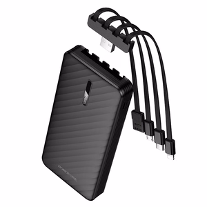 Borofone BJ84 Smooth išorinė baterija 10000mAh USB su USB, Type-C, Lightning ir Micro USB kabeliais juoda